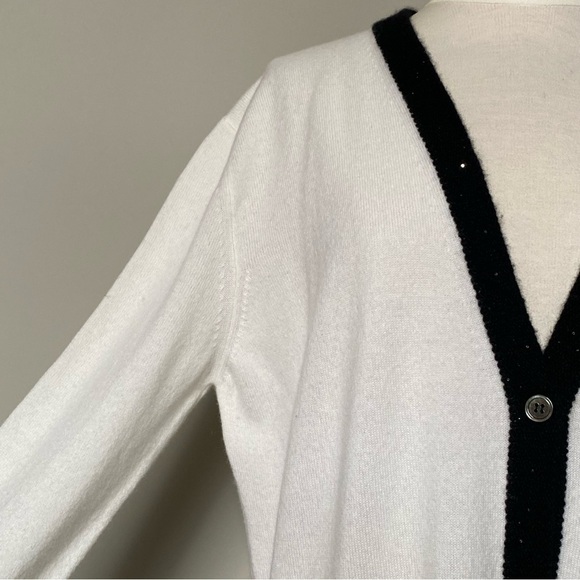 Richard Grand Long Cashmere Cardigan Sweater in Ivory Black, size M NWT - Picture 7 of 16